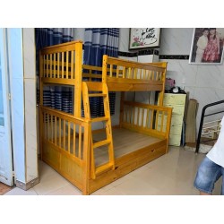 Giường 2 tầng màu vàng gỗ - tầng 1 (1m2) tầng 2 (1m)